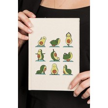 Avokado Tasarımlı Yoga Eğitmenine 100 Yaprak (200 Sayfa) Çizgisiz Kanvas Defter