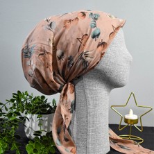 Anatölye Pudra Kiremit Çiçek Desen Soft Eşarp Bone - Kaymaz Terletmez (Kaymayan)