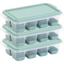 Mini Kapaklı Silikon Buzluk - Kolay Çıkarım, Güvenli Istifleme, Kompakt Tasarım, Kırılmaz, Gıdayla Uyumlu, Üst Üste Dizilebilir Pratik Buz Haznesi (Yeşil)