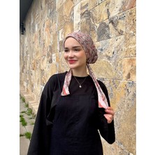 Anatölye Pudra Çiçek Desen Bambu Eşarp Bone - Kaymaz Terletmez (Kaymayan)