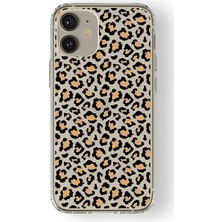 Iphone 12 ile Uyumlu Leopar Desen Tasarım Baskılı Şeffaf Kılıf
