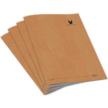 Journal 4’lü Kareli Tel Dikişli Defter Seti – Kraft Kapak, Hafif Holme Kağıt, A5 – Toplam 384 Sayfa