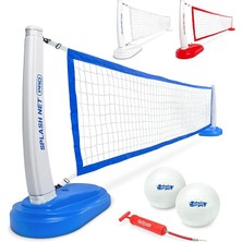Splash Net Pro Havuz Voleybol Ağı - 2 Su Voleybolu Topu ve Pompa Dahil - Beyaz, Kırmızı Veya Mavi