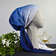 Anatölye Mavi Geçişli Tülbent Eşarp Bone - Kaymaz Terletmez (Kaymayan)