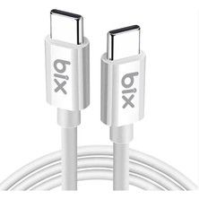 BX-UC02C 60W Type-C To Type-C Hızlı Şarj ve Data Kablosu 1.2 Metre Beyaz