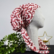 Anatölye Bordo Desenli Soft Eşarp Bone