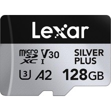 Silver Plus Micro Sd Kart 128 Gb, Sd Adaptörlü Micro Sd Hafıza Kartı, 205 Mb/s'ye Kadar Okuma Hızı, Uhs-I, A2, U3, V30, Sınıf 10, 4K UHD Microsdxc Hafıza Kartı