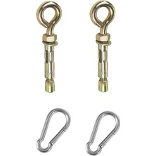 2 Adet Çelik Dübel + 2 Adet Karabina - Salıncak, Hamak, Box Torbası, Yoga Asma Aparatı, Tavan Salıncağı