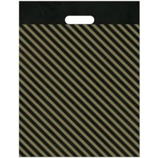 Tiri Store Takviyeli El Geçme Siyah Çizgili Mağaza Poşeti 4 No 40X50 cm 50 Adet, Siyah Çizgili
