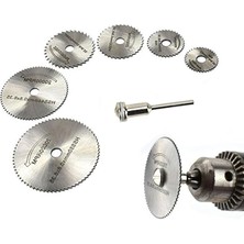 Daire Testere Bıçağı Seti, 6 Adet Döner Alet El Daire Testeresi, 3,2 mm Çubuklu, Mini Delikli Kesme Diskleri, Ahşap, Plastik, Bakır, Alüminyum ve Ince Sac Için Kesme Diskleri