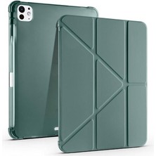 Pro 11 Inç M4 2024 Ile Uyumlu Kılıf Üçgen Katlanabilir Kalem Şarj Bölmeli Kılıf A2836 A2837 A3006 Haki