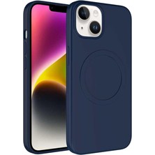13/14 ile Uyumlu Kılıf - Magsafe ile Uyumlu Wireless Şarj Özellikli, Lacivert Silikon Kapak - Zore Plas - Darbeye Dayanıklı, Yumuşak Koruma