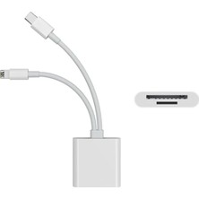 Type-C Girişli iPhone 11 12 13 14 15 16 Serilerine Uyumlu Kart Okuyucu Sd Kart Adaptörü Tf Kart Okuyucu Disk Adaptörü Mobil Kart Okuyucu (Çift Kablolu (Type-C/lightning)