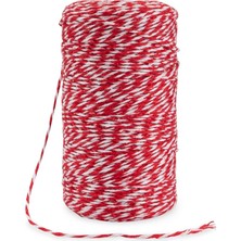 Iplik 200 M – Gıda Maddelerine Uygun Mutfak Ipliği – Bağlama Için Bağlama Ipi – Kızartma Ipi – Kasap Ipliği – Pişirme Ipliği – Sosis Ipliği – Rulet Bağlayıcı – Pamuk Halat Beyaz/kırmızı