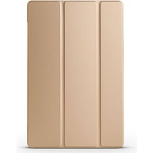 Samsung Galaxy Tab A9 Plus X210/GALAXY Tab A11+ Tablet ile Uyumlu Tablet Kılıfı Smart Cover Uyku Modlu Standlı Arkası Sert Şeffaf Kapak Gold