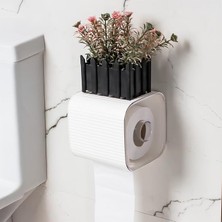 Yapışkanlı Banyo Tuvalet Kağıtlığı Wc Peçetelik Kağıtlık Tutucu Tuvalet Kağıt Organizeri (Beyaz)