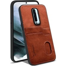 Oppo Reno 2z ile Uyumlu Kılıf Zebana Kartlıklı Lüx Deri Kılıf Kahverengi
