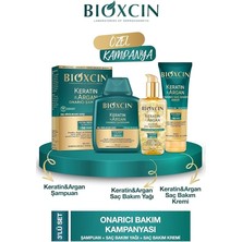 Keratin& Argan Onarıcı Şampuan 300 Ml+ Keratin Argan Bakım Yağı+ Saç Kremi