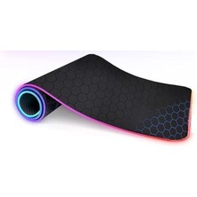 Boy Xxl 80X30CM Mavi Petek Dilim Ritim Desenli Rgb LED Işıklı Gaming Gamer Oyuncu Mouse Pad Kaymaz Kauçuk Taban