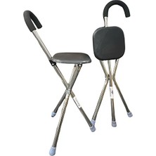 Genel Elegant Katlanabilir Oturaklı Baston - Kavisli Saplı Alüminyum Tabure Baston