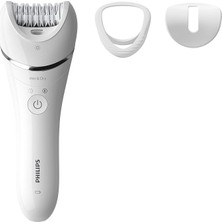 Epilasyon Cihazı, Islak ve Kuru Kablosuz Kullanım, Ekstra Geniş Başlık, LED Işık, Hassas Bölge Başlığı, Optimum Temas Başlığı, 10 Dakikada Pürüzsüz Cilt, Beyaz Renk, BRE700/05