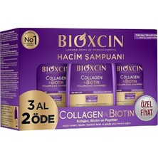 Collagen & Biotin Hacim Şampuanı | 3 x 300 ml | Ince Telli ve Hacimsiz Saçlar Için | Hidrolize Kolajen + Biotin + Biocomplex B11