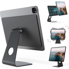 Ipad Air 11 Inç M2 2024 ile Uyumlu Ayarlanabilir Manyetik Ipad Standı 360° Dönebilen Alüminyum Tutucu