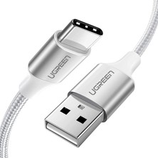 Örgülü USB Type-C Şarj ve Data Kablosu, Beyaz, 25 cm