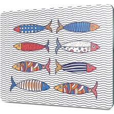 Cam Kesme Tahtası Marine Sardini 30 x 40 cm