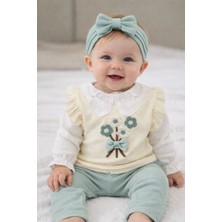 Leona Baby Dantel Yaka Kız Bebek Yeşil Takım