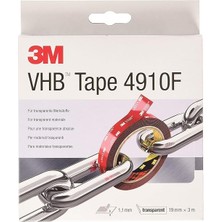 3m 4910F Montaj Yapışkan Bant Çift Taraflı - Neredeyse Görünmez Yapışkan Tabakalı Şeffaf Malzemelerin Yapıştırılmasını Sağlar - 19 mm x 3 M, Şeffaf, 1,0 mm (1'li Paket)
