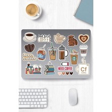 Temalı Sticker Etiket Seti - Coffee Sticker - Laptop Notebook Telefon