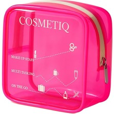 Kapısı Şeffaf Makyaj Malzemeleri Çantası Mini Organizer Poschette (Pembe)