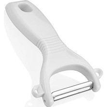 Ergonomik Sebze ve Meyve Soyacağı, Paslanmaz Çelik Döner Bıçaklı, Plastik Saplı, Beyaz, 13X6X2 cm