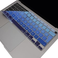 MacBook Klavye Koruyucu Ultra Ince Türkçe Q Baskılı Uk-Ters L- Enter Tipi Air M1 13INÇ A2337,A2179 Touch Id Uyumlu, Kaymaz Yıkanabilir Lacivert Mavi