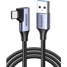 Type-C USB 3.0 90 Derece Açılı Örgülü Data ve Şarj Kablosu 1 Metre