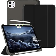 Pro 12.9 3./4./5./6. Nesil M2 ile Uyumlu Kılıf Flip Cover Kalem Bölmeli Pc Case 2018-2023 Siyah