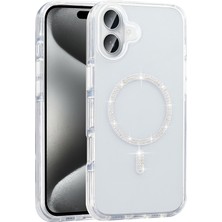 Apple iPhone 16 Uyumlu Kılıf Taşlı Tasarım M-Safe Şarj Özellikli Zore Koment Silikon Kapak