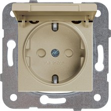 Novella Bronz Kapakli Toprakli Priz Mekanizma+Düğme Kapak Çabuk Bağlanti Çarpma Karşıtı Çocuk Korumalı