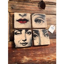 Stone Decor Doğal Taş (Mermer) Bardak Altlığı- Fornasetti 4 Lü Set(10 CMX10 Cm)