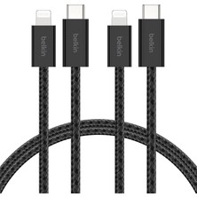 2'li Örgülü Usb-C - Lightning Kablo, 1,5 M, iPhone 14 ve Önceki Modeller, 9. Nesil iPad ve Airpods Için Hızlı Şarj Kablosu, Siyah