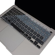 MacBook Klavye Koruyucu Ultra Ince Türkçe Q Baskılı Uk-Ters L- Enter Tipi Air M1 13INÇ A2337,A2179 Touch Id Uyumlu, Kaymaz Yıkanabilir Siyah Gri