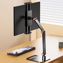 Monitör Tablet iPad Telefon Tutucu 12-16 Inç Universal Metal 360° Derece Döner Stand