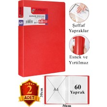 ArtMaster Kırmızı Sunum Dosyası 60 Lı 2 Adet Poşet Dosyalı Katalog Dosyası 60 Poşetli Kendinden Dosya Plastik Kapaklı