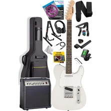 TLX-50WH-30AMP Tele Kasa Gül Klavye 2 Single-Coil 30W Amfili Elektro Gitar