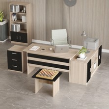 Bega Abcdf Ofis Büro Masa Takımı 3 Renk Meşe Siyah BEG15-OB