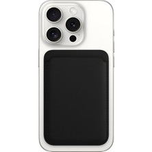 iPhone 17/16/15/14/13/12 Serisi Için Güçlü Manyetik Özellikli Magsafe Aksesuarlarıyla Uyumlu Deri Cüzdan Kartlık (Siyah)