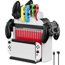Nintendo Için Organizatör Stand Şarj Cihazı Tutucu Şarj Unitesi OLED Switch LED Göstergeli TNS-2113
