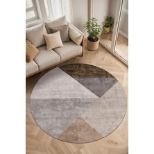 Kadife Modern Kaymaz Pamuk Tabanlı Yıkanabilir Antibakteriyel Yuvarlak Salon Halısı 160X160