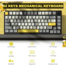 AK820 75% Tkl Kablolu Mekanik Klavye, Çalışırken Değiştirilebilir Conta Montajlı Oyun Klavyesi, Rgb Aydınlatma, Wın/mac Için Cnc Düğmeli 82 Tuş-Gri